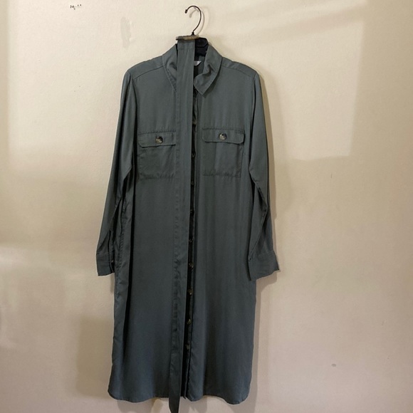 Long Lightweight Button Down Shirtdress with Belt - Picture 1 of 9